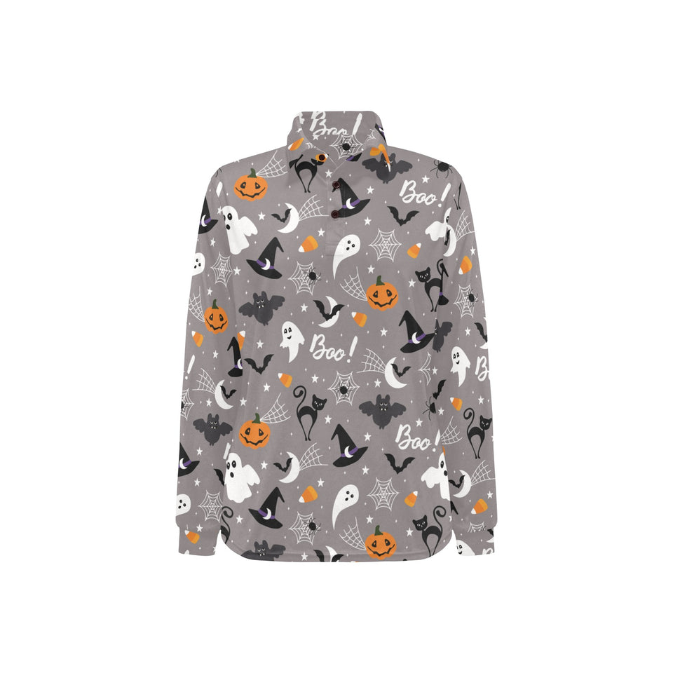 Halloween design pattern Women's Long Sleeve Polo Shirt