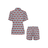 Sausage Pattern Print Design 02 Women's V-Neck Short Pajama Set