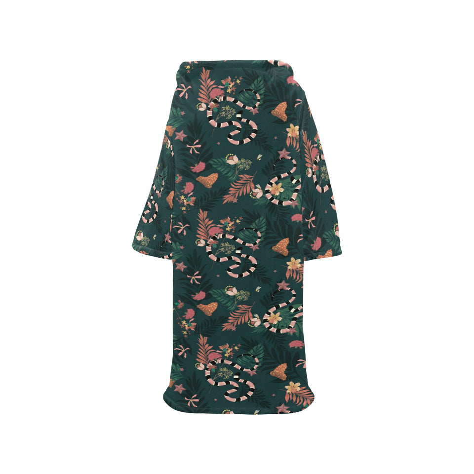 Snake forest pattern Blanket Robe with Sleeves