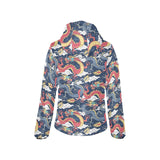 Blue red dragon cloud pattern Women's Padded Hooded Jacket