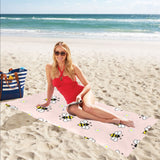 Cute bee flower pattern pink background Beach Towel