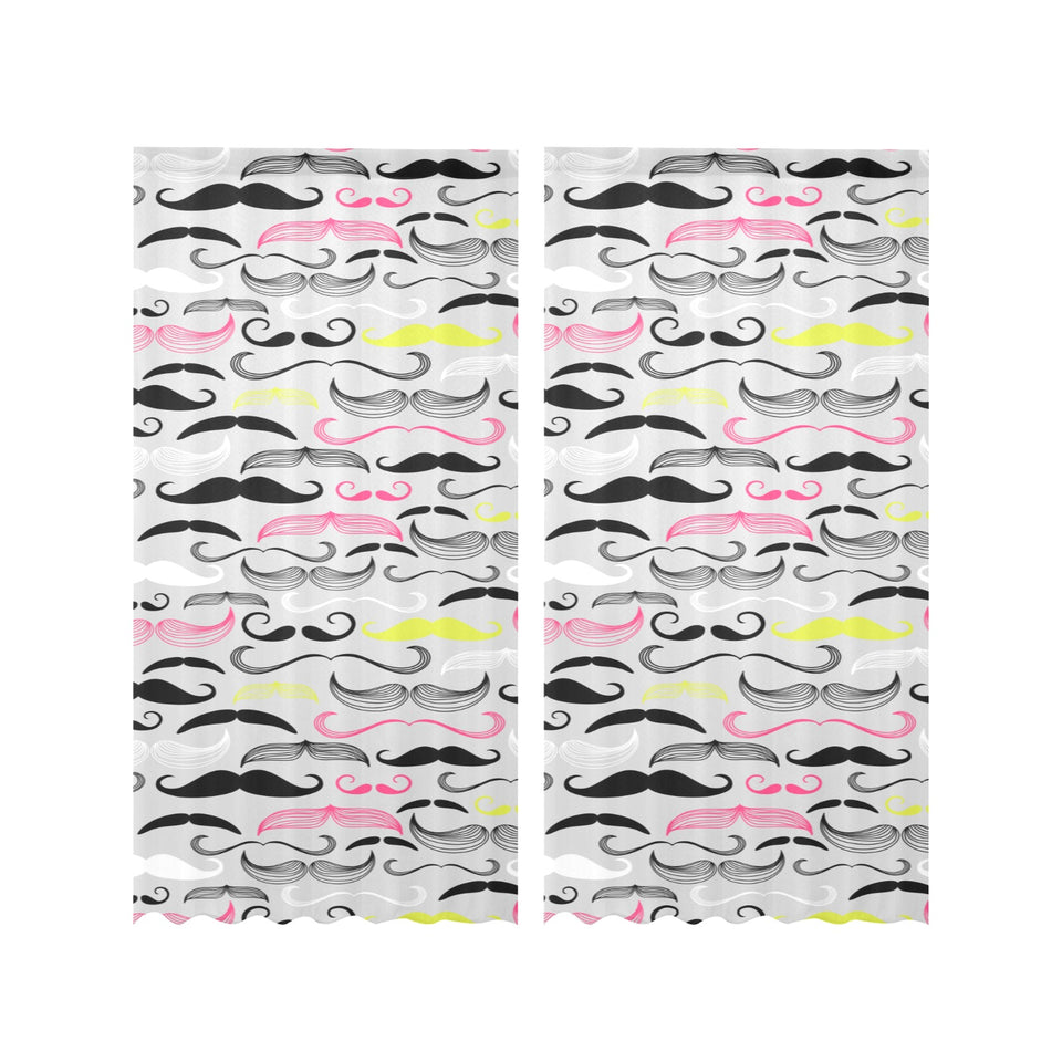 Mustache Beard Pattern Print Design 02 Gauze Curtain