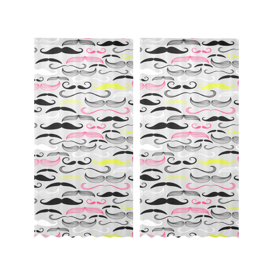 Mustache Beard Pattern Print Design 02 Gauze Curtain