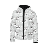 Cute raccoons leaves dot Kids' Boys' Girls' Padded Hooded Jacket