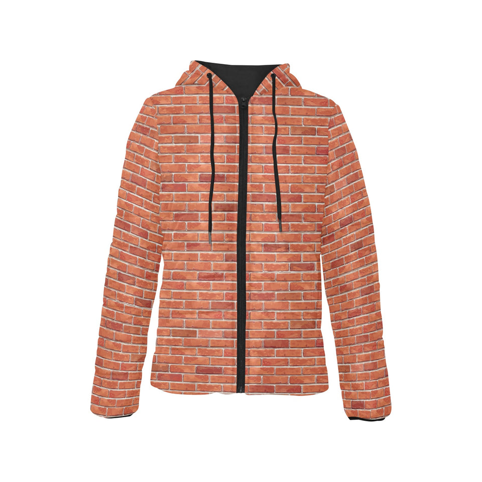 Brick Printed Pattern Print Design 03 Women's Padded Hooded Jacket