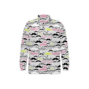 Mustache Beard Pattern Print Design 02 Men's Long Sleeve Polo Shirt