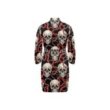Red snake skull pattern Men's Long Sleeve Belted Night Robe