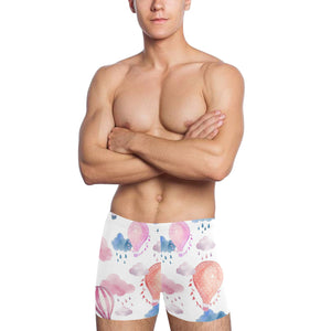 Watercolor air balloon cloud pattern Men's Swimming Trunks