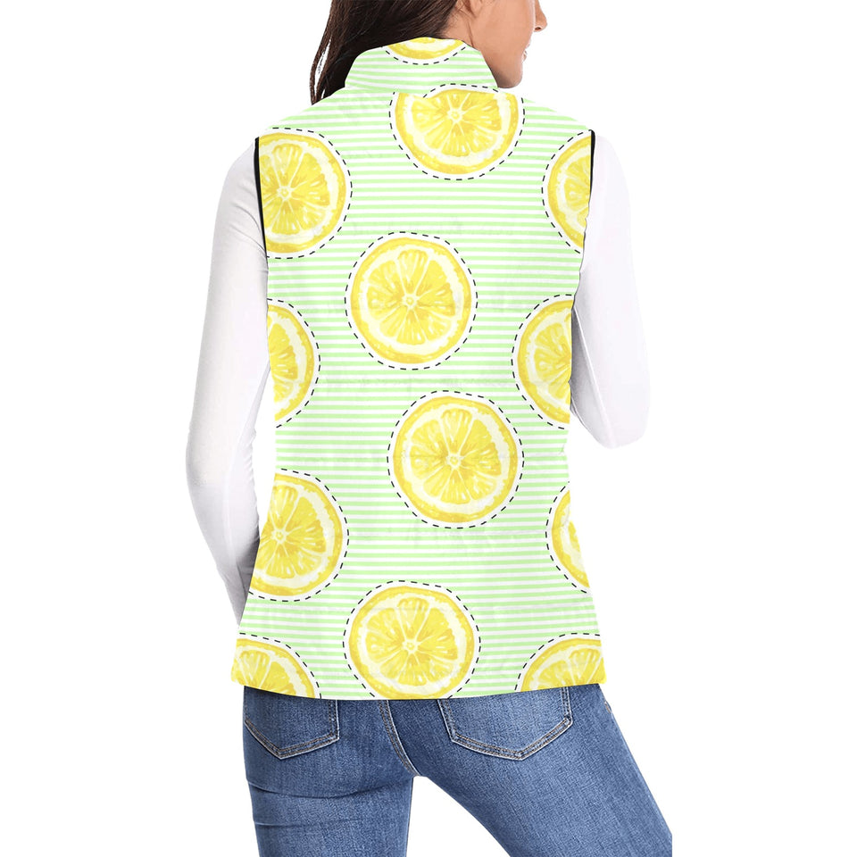 slice of lemon pattern Women's Padded Vest