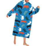 Colorful rhino pattern Blanket Robe with Sleeves
