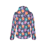 Pineapples pattern zigzag background Women's Padded Hooded Jacket