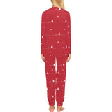 Christmas tree star snow red background Women's All Over Print Pajama Set
