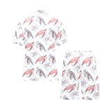 Watercolor sea turtle jellyfish pattern Men's V-Neck Short Pajama Set