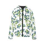 blueberry white background Women's Padded Hooded Jacket