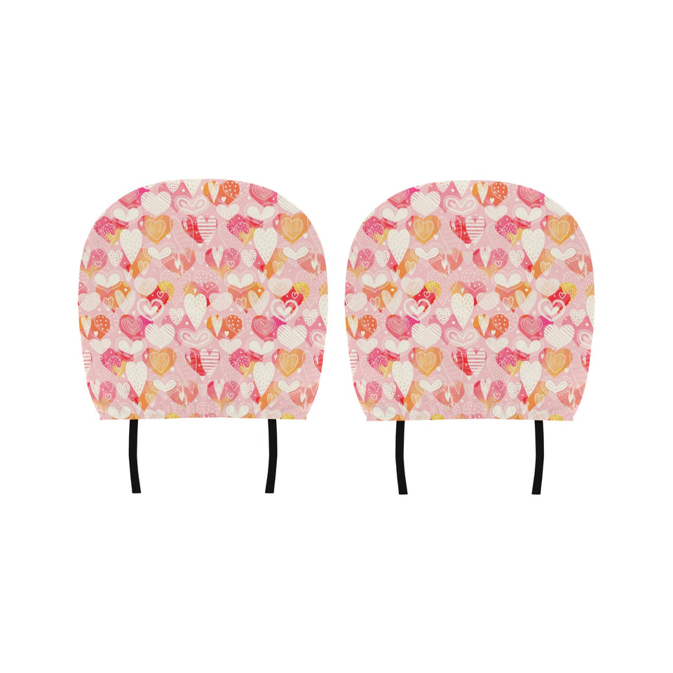 Hand drawn heart design pattern Car Headrest Cover