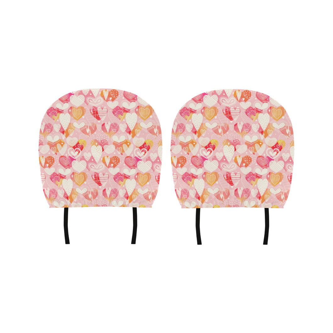 Hand drawn heart design pattern Car Headrest Cover
