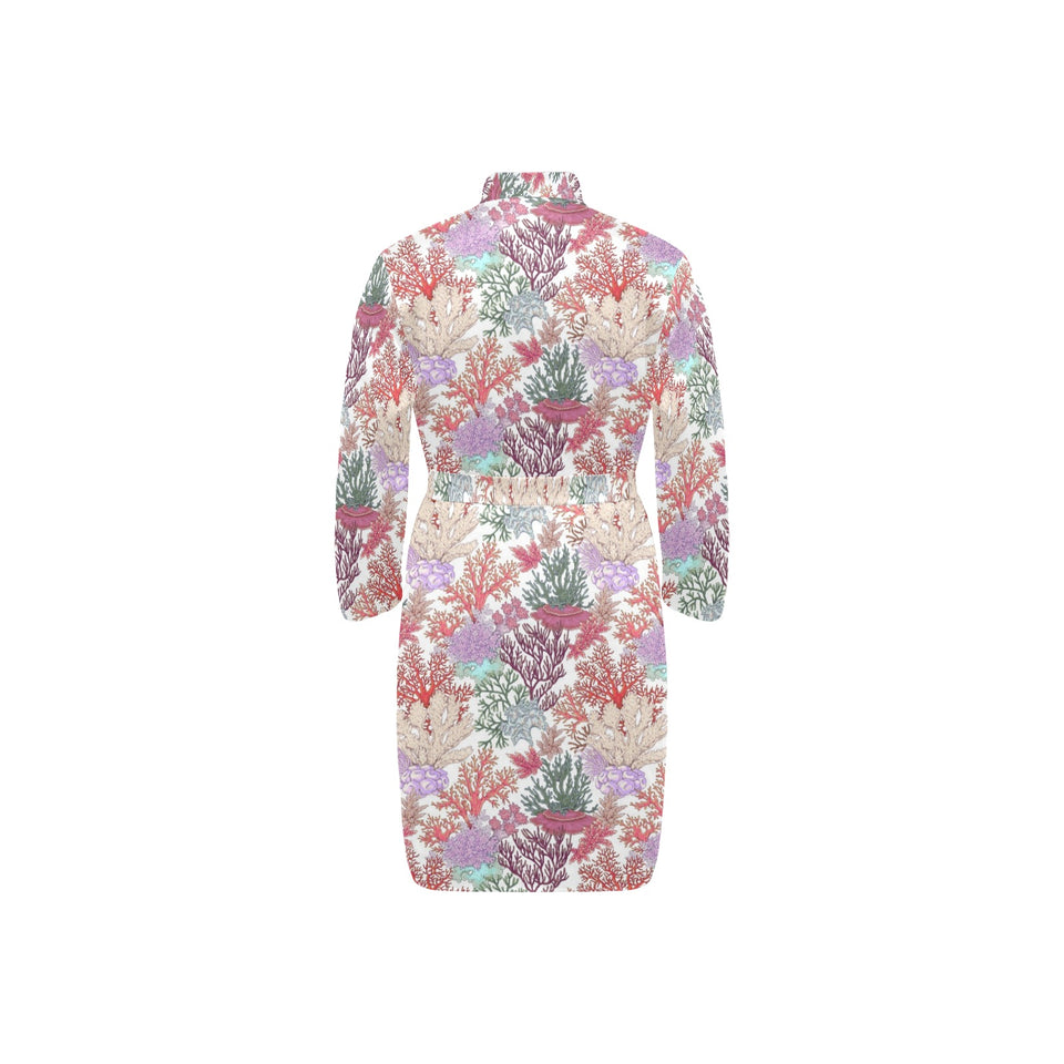 Coral Reef Pattern Print Design 03 Men's Long Sleeve Belted Night Robe