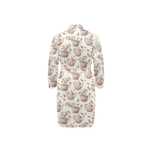 Tea pots Pattern Print Design 03 Men's Long Sleeve Belted Night Robe