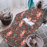 fox leaves mushroom pattern Blanket Robe with Sleeves