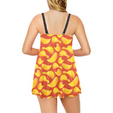 Potato Chips Pattern Print Design 05 Chest Sexy Pleated Two Piece Swim Dress