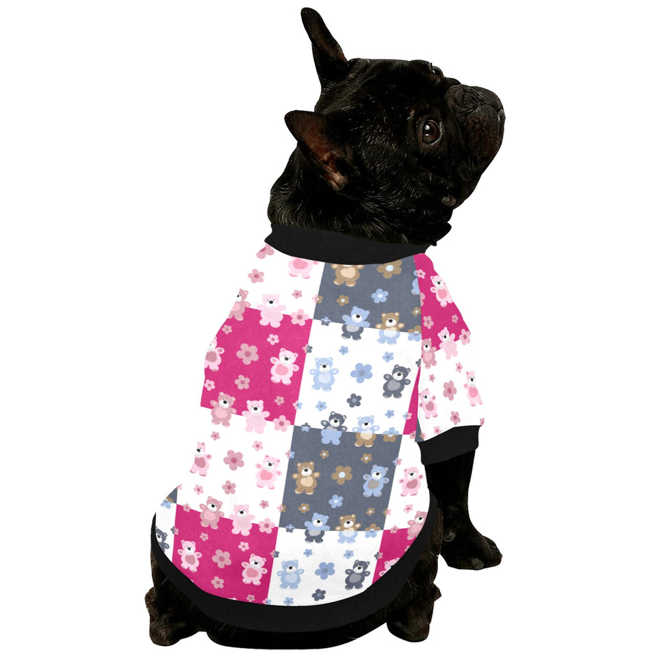 Teddy Bear Pattern Print Design 03 All Over Print Pet Dog Round Neck Fuzzy Shirt