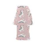 Cute zebra pattern Blanket Robe with Sleeves