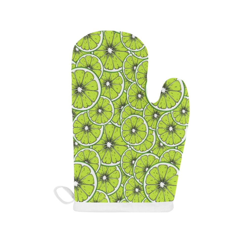 Slices of Lime design pattern Heat Resistant Oven Mitts
