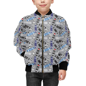 Skate Board Pattern Print Design 03 Kids' Boys' Girls' Bomber Jacket