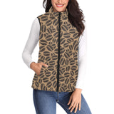Coffee bean on brown background Women's Padded Vest