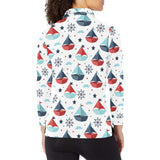 Cute color paper sailboat pattern Women's Long Sleeve Polo Shirt