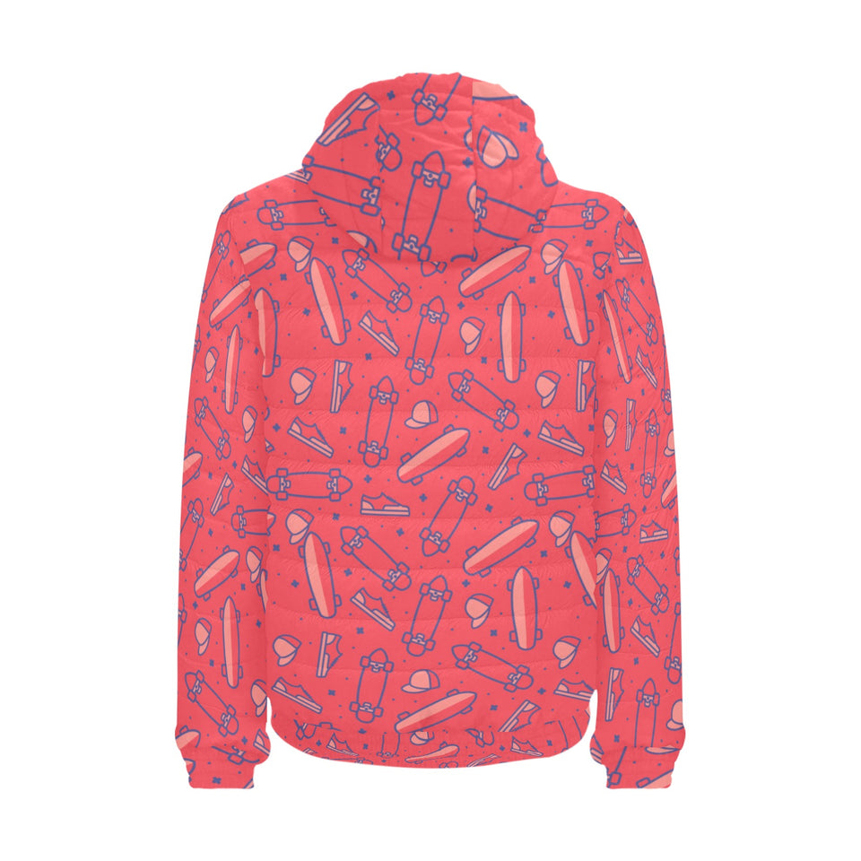 Skate Board Pattern Print Design 01 Men's Padded Hooded Jacket