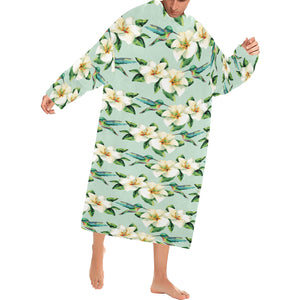 Hummingbird Pattern Print Design 01 Blanket Robe with Sleeves