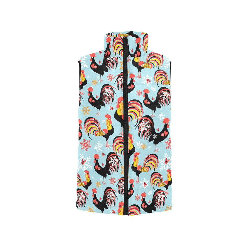 Rooster chicken cock snowfalke Women's Padded Vest
