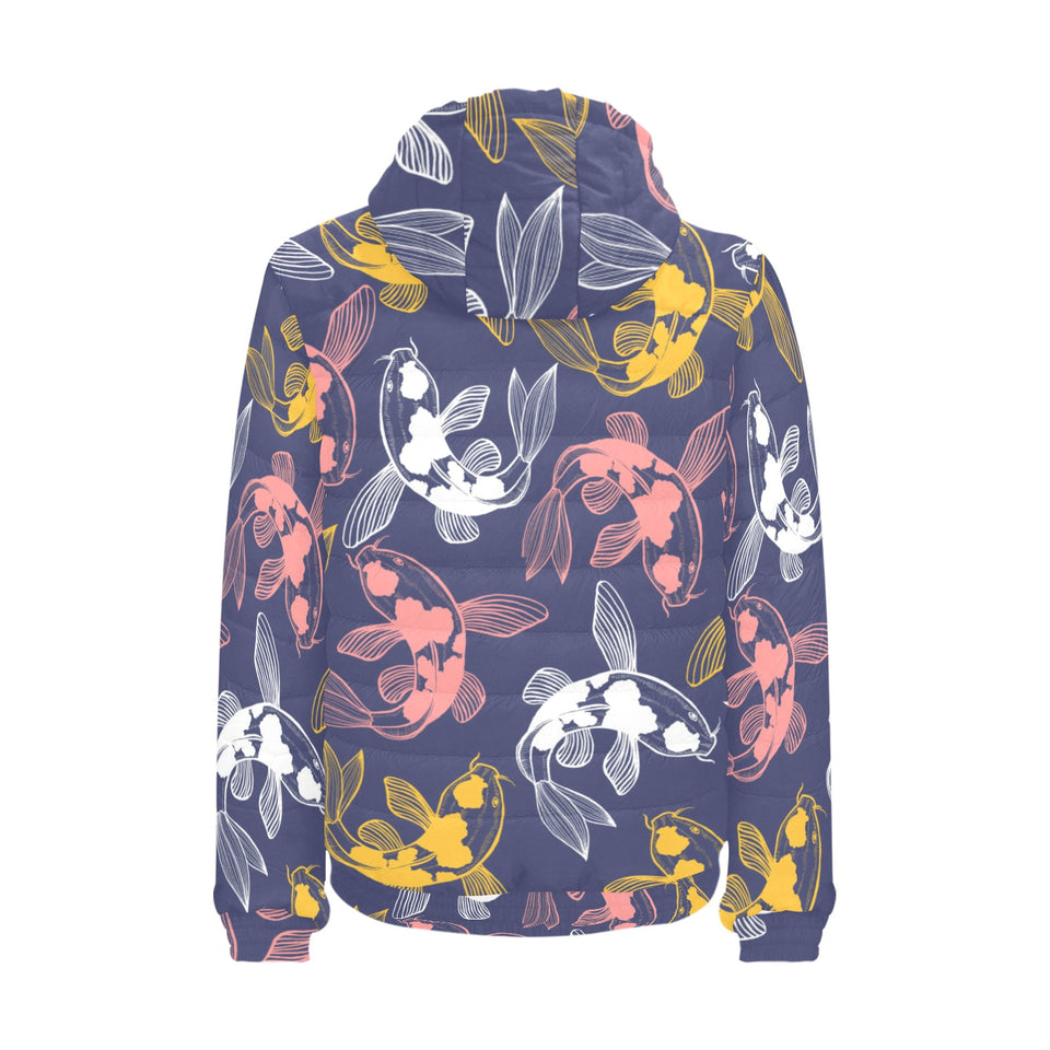 Koi Fish Carp Fish pattern Men's Padded Hooded Jacket