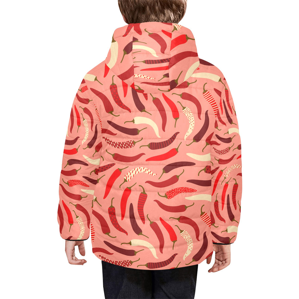 Beautiful Chili peppers pattern Kids' Boys' Girls' Padded Hooded Jacket