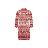 Dachshund Nordic pattern Men's Long Sleeve Belted Night Robe