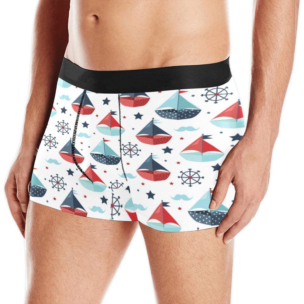 Cute color paper sailboat pattern Men's All Over Print Boxer Briefs Men's Underwear