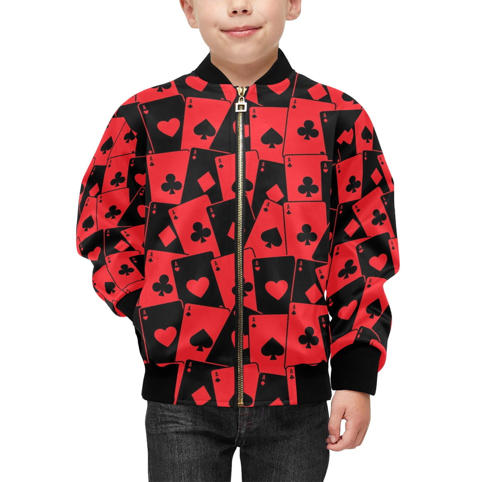 Casino Cards Suits Pattern Print Design 02 Kids' Boys' Girls' Bomber Jacket
