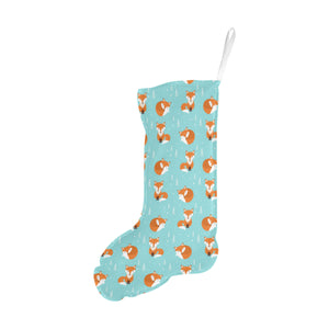 Fox pattern blue b ackground Christmas Stocking