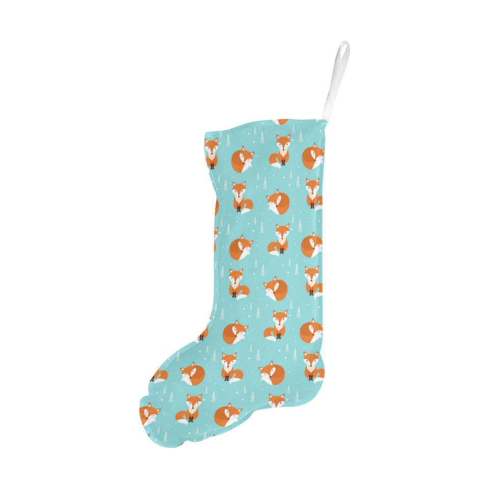 Fox pattern blue b ackground Christmas Stocking