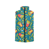 French fries red paper box pattern Women's Padded Vest