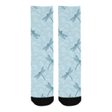 Dragonfly pattern blue background Crew Socks