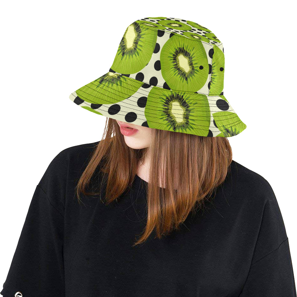 kiwi black dot background Unisex Bucket Hat