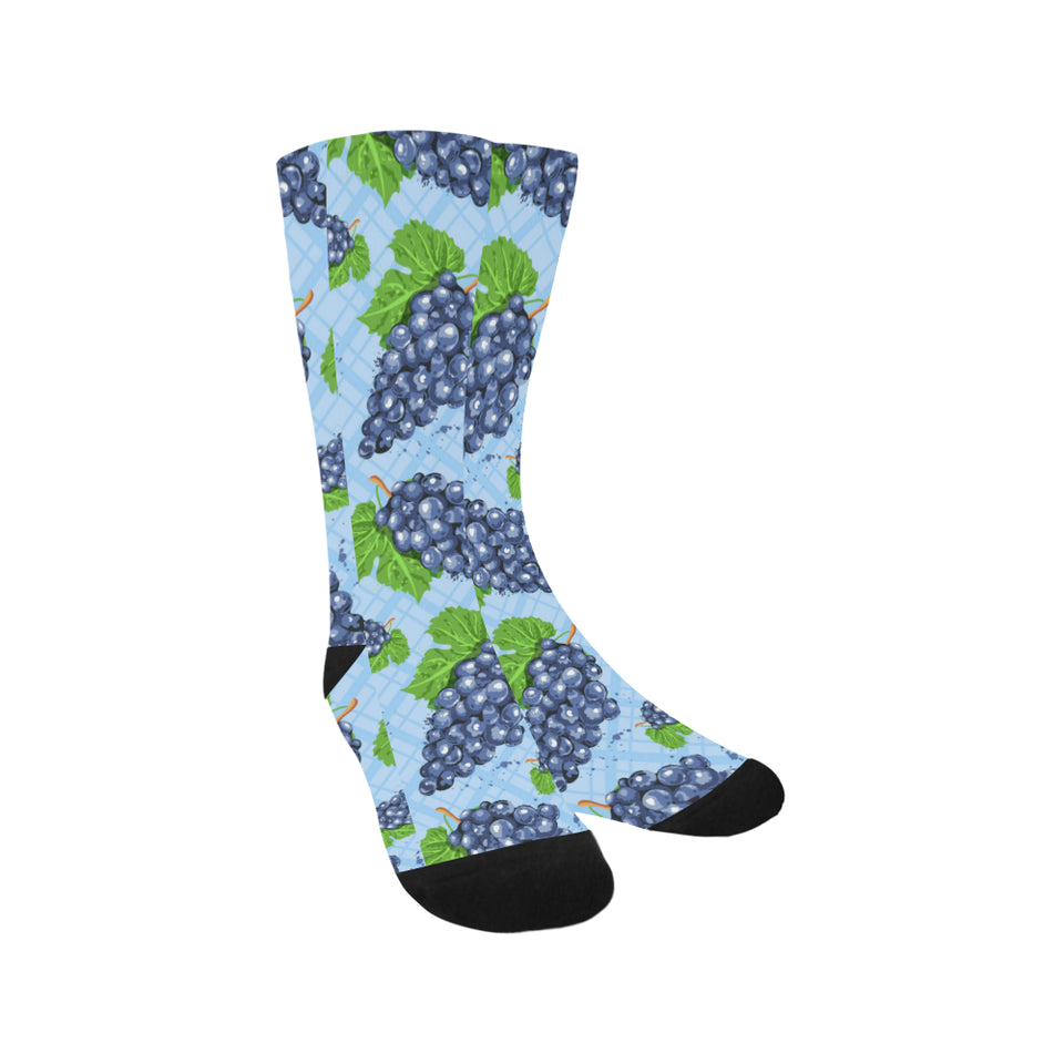 Watercolor grape pattern Crew Socks