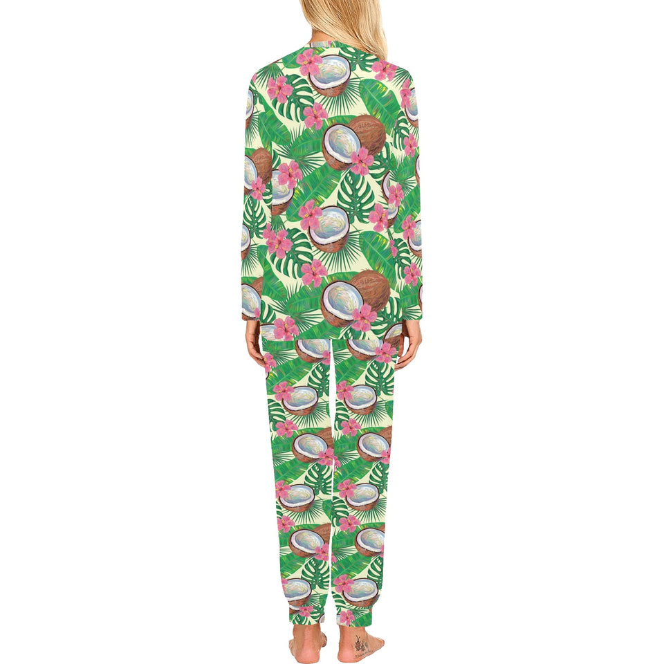 Coconut Pattern Print Design 01 Women's All Over Print Pajama Set