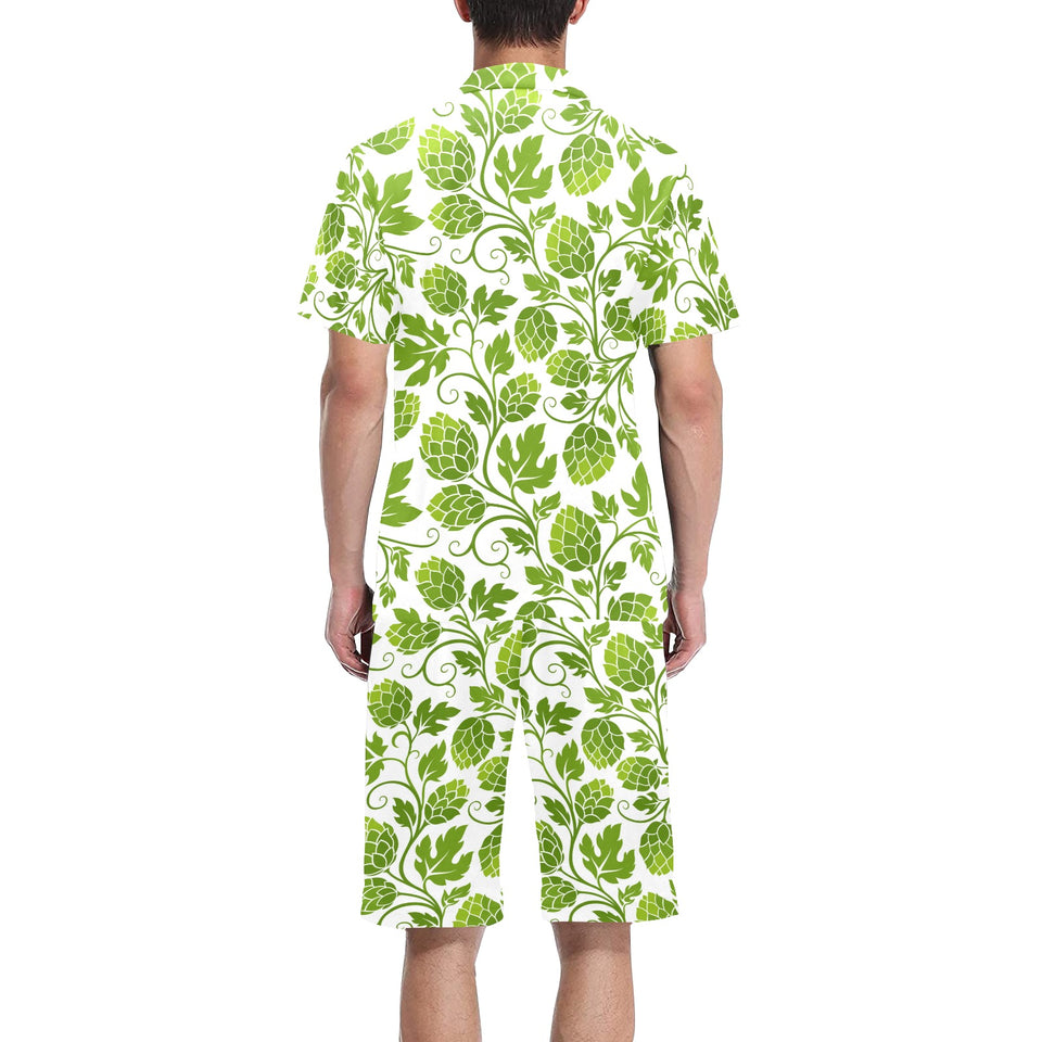 Hop design pattern Men's V-Neck Short Pajama Set