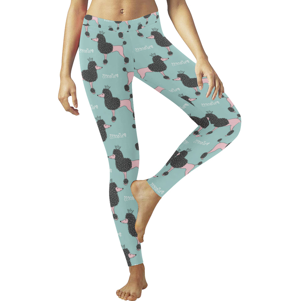 poodle dog green background Women's Legging Fulfilled In US