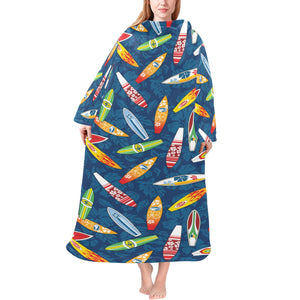 Surfboard Pattern Print Design 01 Blanket Robe with Sleeves