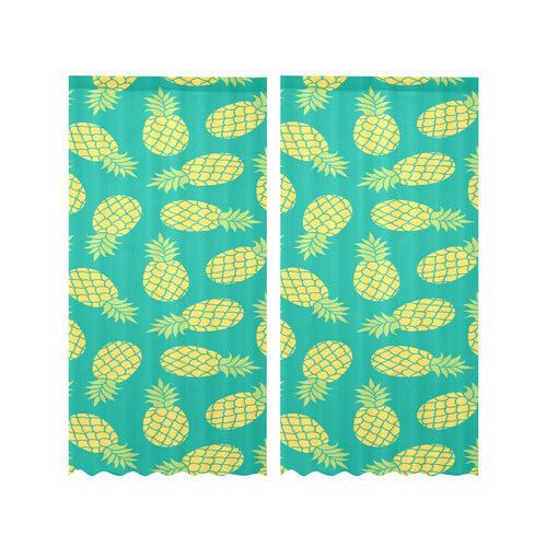 Pineapples pattern green background Gauze Curtain