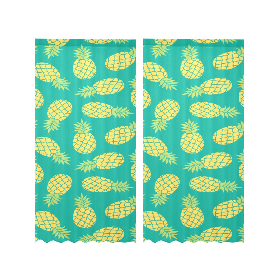 Pineapples pattern green background Gauze Curtain